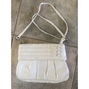 RALFEAUX Vintage White Purse Cute Details Buttons And Pleats